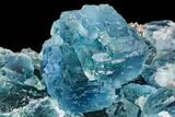 Blue-Green Stepped Fluorite on Quartz - China #112189-1